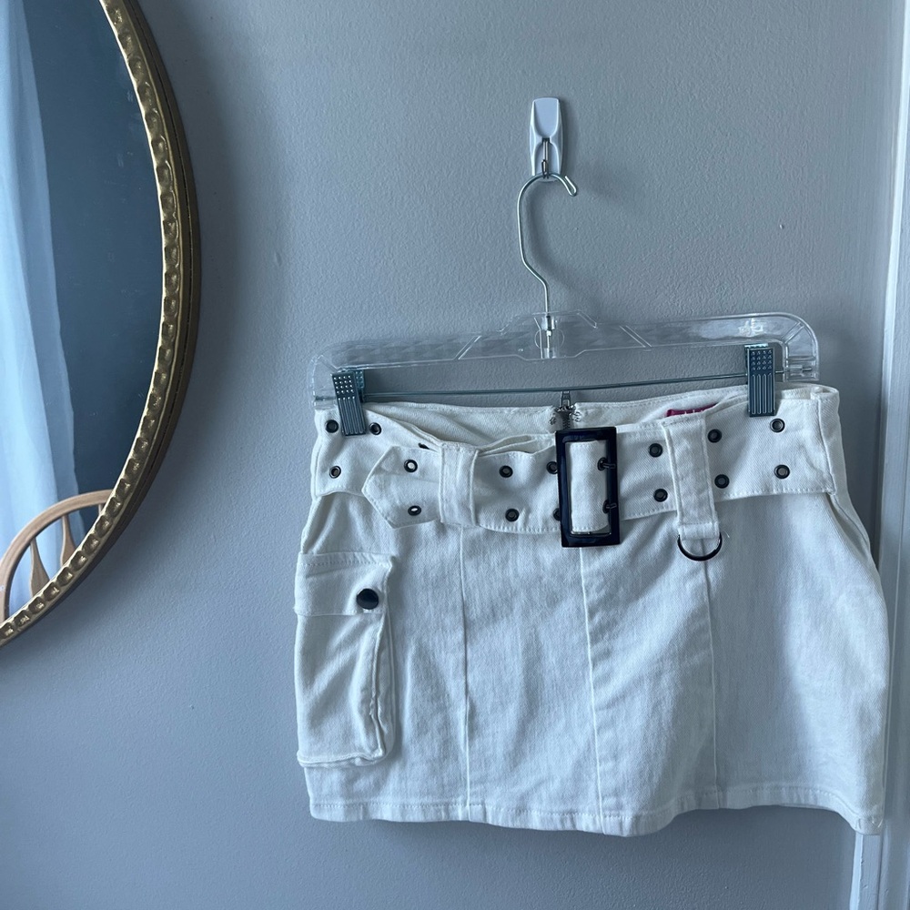 White Cargo mini skirt